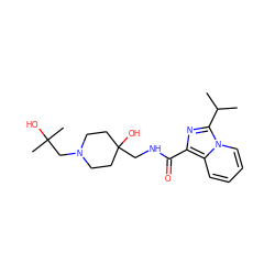 CC(C)c1nc(C(=O)NCC2(O)CCN(CC(C)(C)O)CC2)c2ccccn12 ZINC000653788017