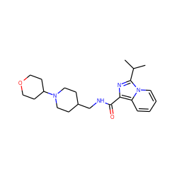 CC(C)c1nc(C(=O)NCC2CCN(C3CCOCC3)CC2)c2ccccn12 ZINC000653801368