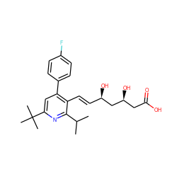 CC(C)c1nc(C(C)(C)C)cc(-c2ccc(F)cc2)c1/C=C/[C@@H](O)C[C@@H](O)CC(=O)O ZINC000013824751