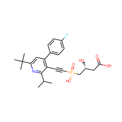 CC(C)c1nc(C(C)(C)C)cc(-c2ccc(F)cc2)c1C#C[P@](=O)(O)C[C@H](O)CC(=O)O ZINC000026674773