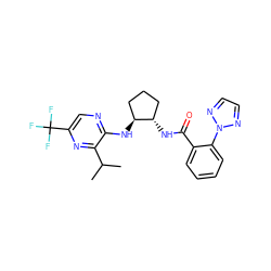 CC(C)c1nc(C(F)(F)F)cnc1N[C@H]1CCC[C@@H]1NC(=O)c1ccccc1-n1nccn1 ZINC001772652754