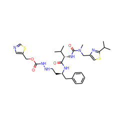 CC(C)c1nc(CN(C)C(=O)N[C@H](C(=O)N[C@H](CCNNC(=O)OCc2cncs2)Cc2ccccc2)C(C)C)cs1 ZINC000103270806