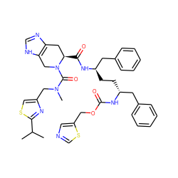 CC(C)c1nc(CN(C)C(=O)N2Cc3[nH]cnc3C[C@H]2C(=O)N[C@H](CC[C@H](Cc2ccccc2)NC(=O)OCc2cncs2)Cc2ccccc2)cs1 ZINC000200644464