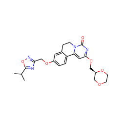 CC(C)c1nc(COc2ccc3c(c2)CCn2c-3cc(OC[C@@H]3COCCO3)nc2=O)no1 ZINC000142994445