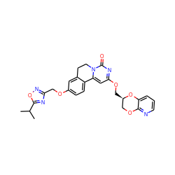 CC(C)c1nc(COc2ccc3c(c2)CCn2c-3cc(OC[C@@H]3COc4ncccc4O3)nc2=O)no1 ZINC000220112679