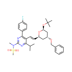 CC(C)c1nc(N(C)S(C)(=O)=O)nc(-c2ccc(F)cc2)c1/C=C/[C@@H]1C[C@@H](OCc2ccccc2)C[C@H](OC(C)(C)C)O1 ZINC000139998829