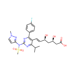 CC(C)c1nc(N(c2ccn(C)n2)S(C)(=O)=O)nc(-c2ccc(F)cc2)c1/C=C/[C@@H](O)C[C@@H](O)CC(=O)O ZINC000014978033