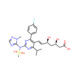 CC(C)c1nc(N(c2ncnn2C)S(C)(=O)=O)nc(-c2ccc(F)cc2)c1/C=C/[C@@H](O)C[C@@H](O)CC(=O)O ZINC000014978050