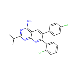 CC(C)c1nc(N)c2cc(-c3ccc(Cl)cc3)c(-c3ccccc3Cl)nc2n1 ZINC000040878058