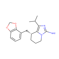 CC(C)c1nc(N)n2c1[C@@H](Cc1cccc3c1OCO3)CCC2 ZINC001772590778