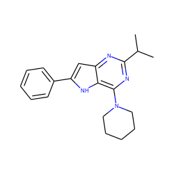 CC(C)c1nc(N2CCCCC2)c2[nH]c(-c3ccccc3)cc2n1 ZINC000013834939