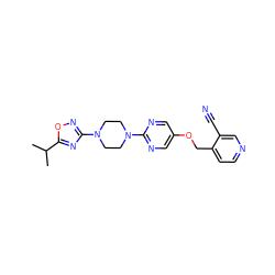 CC(C)c1nc(N2CCN(c3ncc(OCc4ccncc4C#N)cn3)CC2)no1 ZINC000096269996