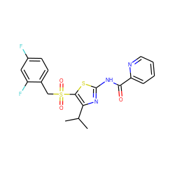 CC(C)c1nc(NC(=O)c2ccccn2)sc1S(=O)(=O)Cc1ccc(F)cc1F ZINC000198928681