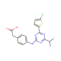 CC(C)c1nc(Nc2ccc(CC(=O)O)cc2)nc(-c2ccc(Cl)s2)n1 ZINC000143383707