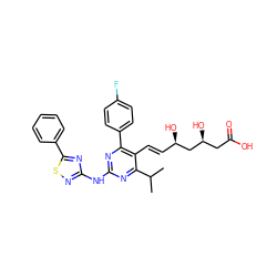 CC(C)c1nc(Nc2nsc(-c3ccccc3)n2)nc(-c2ccc(F)cc2)c1/C=C/[C@@H](O)C[C@@H](O)CC(=O)O ZINC000014978005