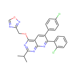 CC(C)c1nc(OCc2ncon2)c2cc(-c3ccc(Cl)cc3)c(-c3ccccc3Cl)nc2n1 ZINC000040877475