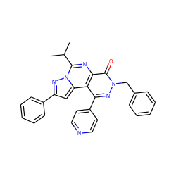 CC(C)c1nc2c(=O)n(Cc3ccccc3)nc(-c3ccncc3)c2c2cc(-c3ccccc3)nn12 ZINC000064448342