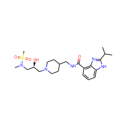 CC(C)c1nc2c(C(=O)NCC3CCN(C[C@H](O)CN(C)S(C)(=O)=O)CC3)cccc2[nH]1 ZINC000096272868