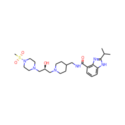 CC(C)c1nc2c(C(=O)NCC3CCN(C[C@H](O)CN4CCN(S(C)(=O)=O)CC4)CC3)cccc2[nH]1 ZINC000096272883