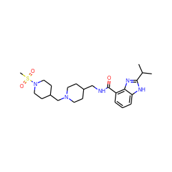 CC(C)c1nc2c(C(=O)NCC3CCN(CC4CCN(S(C)(=O)=O)CC4)CC3)cccc2[nH]1 ZINC000096272863