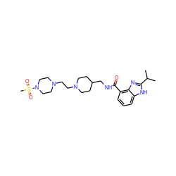 CC(C)c1nc2c(C(=O)NCC3CCN(CCN4CCN(S(C)(=O)=O)CC4)CC3)cccc2[nH]1 ZINC000096272872