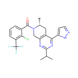 CC(C)c1nc2c(c(-c3ccn[nH]3)n1)C[C@@H](C)N(C(=O)c1cccc(C(F)(F)F)c1Cl)C2 ZINC000219352430