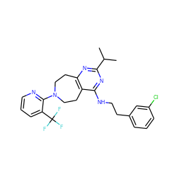 CC(C)c1nc2c(c(NCCc3cccc(Cl)c3)n1)CCN(c1ncccc1C(F)(F)F)CC2 ZINC000144405392