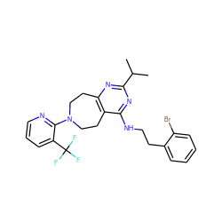 CC(C)c1nc2c(c(NCCc3ccccc3Br)n1)CCN(c1ncccc1C(F)(F)F)CC2 ZINC000147028000