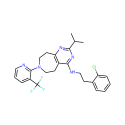 CC(C)c1nc2c(c(NCCc3ccccc3Cl)n1)CCN(c1ncccc1C(F)(F)F)CC2 ZINC000144998022