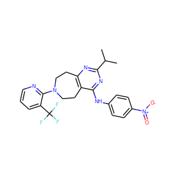 CC(C)c1nc2c(c(Nc3ccc([N+](=O)[O-])cc3)n1)CCN(c1ncccc1C(F)(F)F)CC2 ZINC000144984522