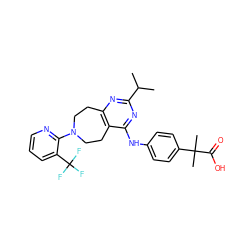 CC(C)c1nc2c(c(Nc3ccc(C(C)(C)C(=O)O)cc3)n1)CCN(c1ncccc1C(F)(F)F)CC2 ZINC000064559049