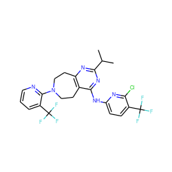 CC(C)c1nc2c(c(Nc3ccc(C(F)(F)F)c(Cl)n3)n1)CCN(c1ncccc1C(F)(F)F)CC2 ZINC000144992678