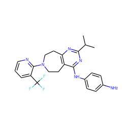 CC(C)c1nc2c(c(Nc3ccc(N)cc3)n1)CCN(c1ncccc1C(F)(F)F)CC2 ZINC000145098678