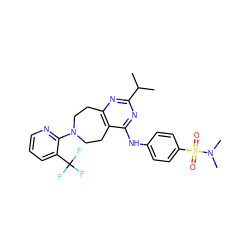 CC(C)c1nc2c(c(Nc3ccc(S(=O)(=O)N(C)C)cc3)n1)CCN(c1ncccc1C(F)(F)F)CC2 ZINC000064573414