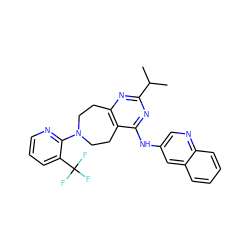 CC(C)c1nc2c(c(Nc3cnc4ccccc4c3)n1)CCN(c1ncccc1C(F)(F)F)CC2 ZINC000144322929