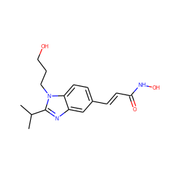 CC(C)c1nc2cc(/C=C/C(=O)NO)ccc2n1CCCO ZINC000040402213