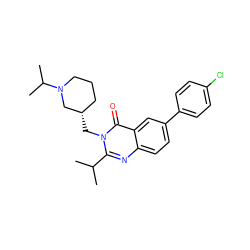 CC(C)c1nc2ccc(-c3ccc(Cl)cc3)cc2c(=O)n1C[C@H]1CCCN(C(C)C)C1 ZINC000028711940