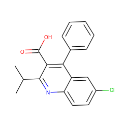 CC(C)c1nc2ccc(Cl)cc2c(-c2ccccc2)c1C(=O)O ZINC000205459827