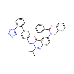 CC(C)c1nc2ccc(N(Cc3ccccc3)C(=O)c3ccccc3)cc2c(=O)n1Cc1ccc(-c2ccccc2-c2nnn[nH]2)cc1 ZINC000029254631