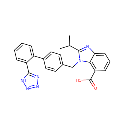 CC(C)c1nc2cccc(C(=O)O)c2n1Cc1ccc(-c2ccccc2-c2nnn[nH]2)cc1 ZINC000013832267