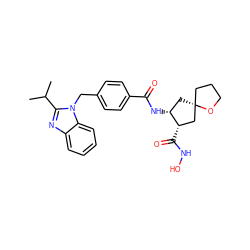 CC(C)c1nc2ccccc2n1Cc1ccc(C(=O)N[C@@H]2C[C@@]3(CCCO3)C[C@@H]2C(=O)NO)cc1 ZINC000029038045