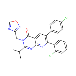 CC(C)c1nc2nc(-c3ccccc3Cl)c(-c3ccc(Cl)cc3)cc2c(=O)n1Cc1ncon1 ZINC000040395370