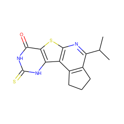 CC(C)c1nc2sc3c(=O)[nH]c(=S)[nH]c3c2c2c1CCC2 ZINC000018062281