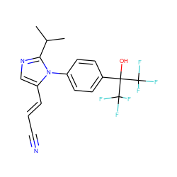 CC(C)c1ncc(/C=C/C#N)n1-c1ccc(C(O)(C(F)(F)F)C(F)(F)F)cc1 ZINC000036184775