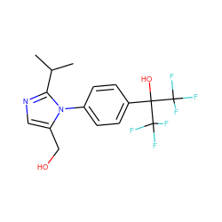 CC(C)c1ncc(CO)n1-c1ccc(C(O)(C(F)(F)F)C(F)(F)F)cc1 ZINC000028569384