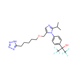 CC(C)c1ncc(COCCCCCc2nnn[nH]2)n1-c1ccc(C(O)(C(F)(F)F)C(F)(F)F)cc1 ZINC000028569425