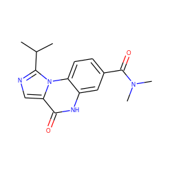 CC(C)c1ncc2c(=O)[nH]c3cc(C(=O)N(C)C)ccc3n12 ZINC000043196338