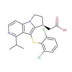 CC(C)c1nccc2c1c(Sc1c(Cl)cccc1Cl)c1n2CC[C@H]1CC(=O)O ZINC000040939952