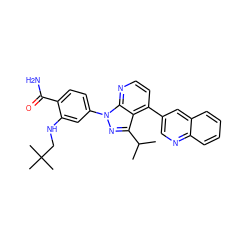 CC(C)c1nn(-c2ccc(C(N)=O)c(NCC(C)(C)C)c2)c2nccc(-c3cnc4ccccc4c3)c12 ZINC000169703463