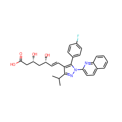 CC(C)c1nn(-c2ccc3ccccc3n2)c(-c2ccc(F)cc2)c1/C=C/[C@@H](O)C[C@@H](O)CC(=O)O ZINC000026187370